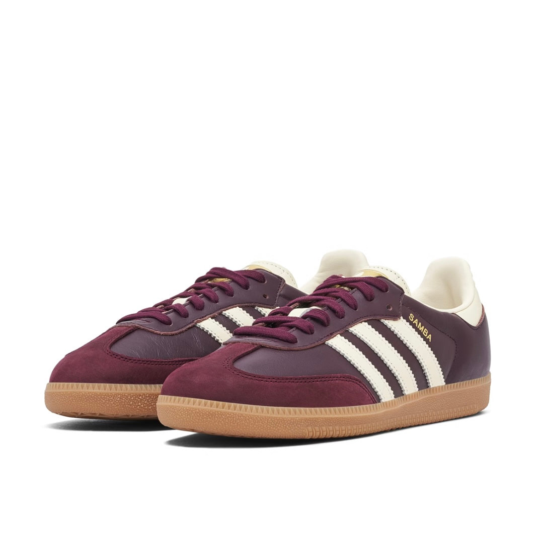 adidas Samba OG Maroon Cream Gold Metallic (Women's)